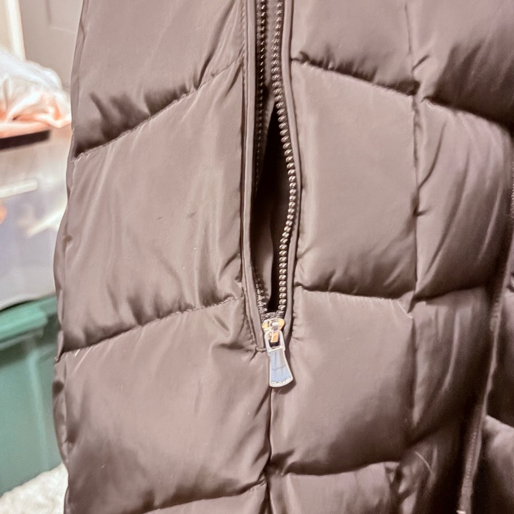 Calvin Klein Black Long Puffer Coat with Fur Trim - Picture 9 of 9